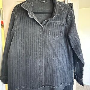 AKIRA Black Studded Denim Shirt